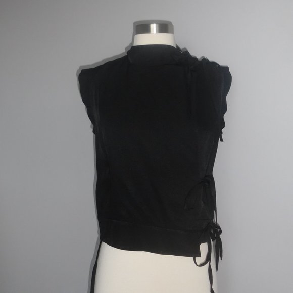NWT H&M Studio Collection Runway Black Wrapover Cocktail Top Sleeveless Vest 4 - Picture 3 of 10